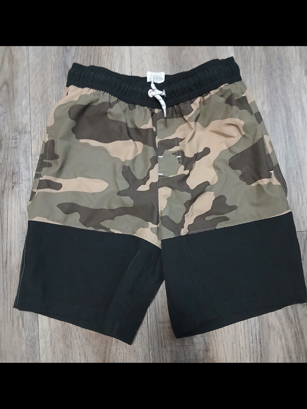 wonder nation Boys Camo & Black Swim Trunks